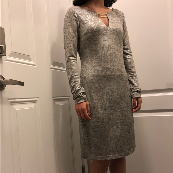 Vince Camuto Silver metallic shiny dress - Picture 1 of 2